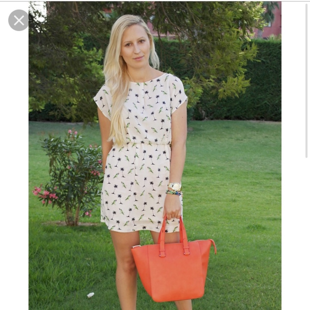 Tropical Bird and Palms Mini Dress